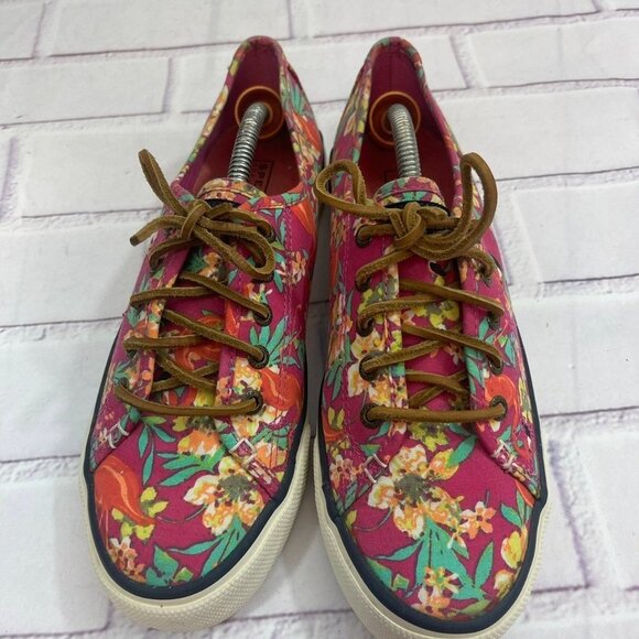Sperry Floral Flamingo Print Flowers Spring Flats Shoes - Picture 3 of 10